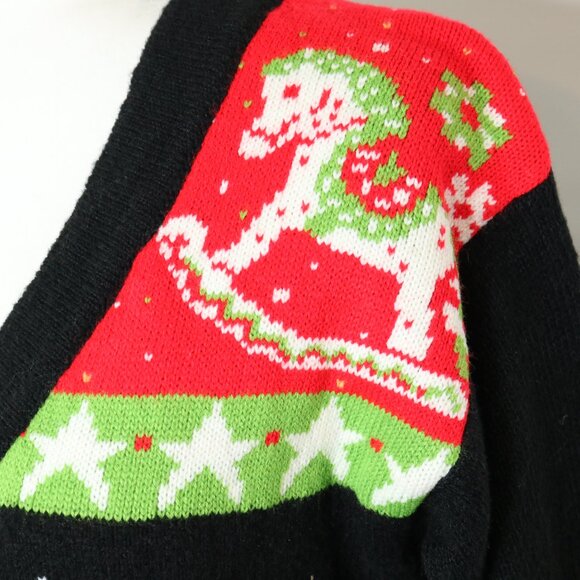 V28 Christmas Sweater Button Front Santa Snowman Tree - Picture 3 of 15